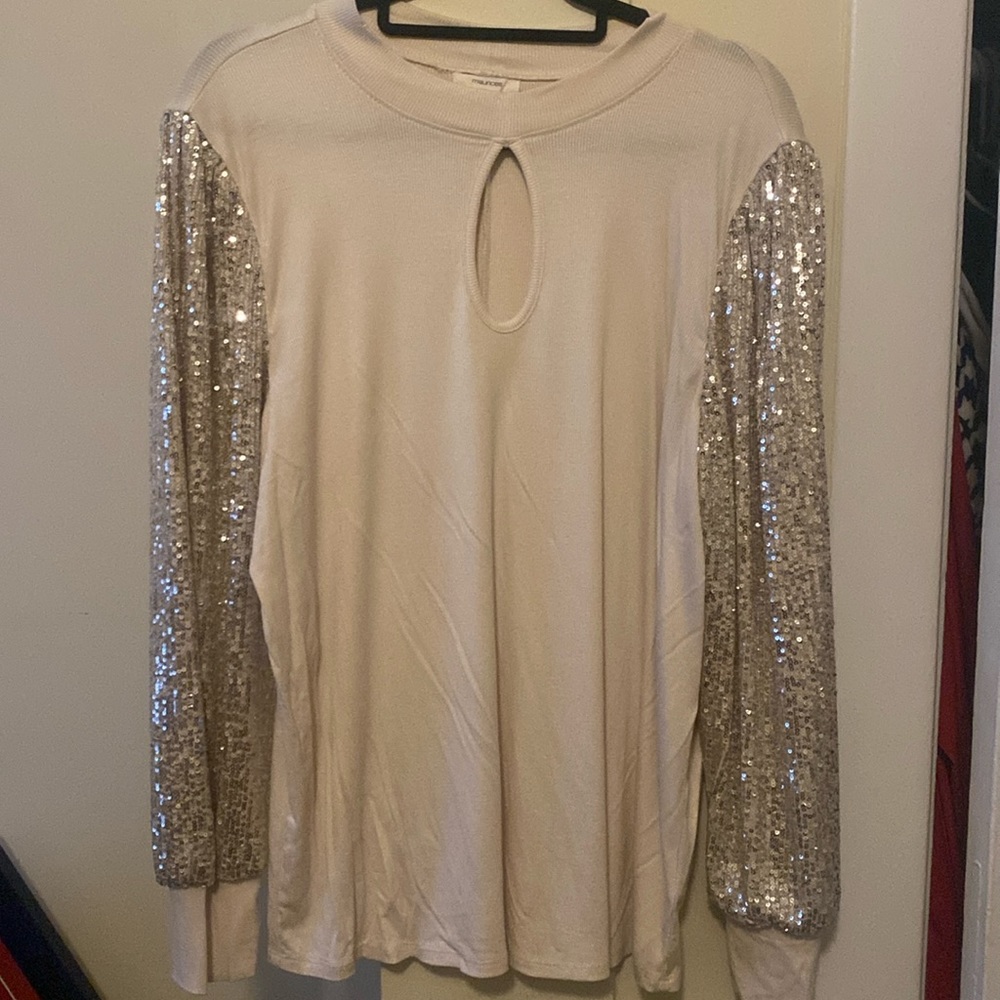 Sparkly long sleeve neutral